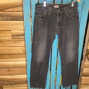 Levi’s 501 button fly jeans size 36x34 (tag says 38x34) gray red tab